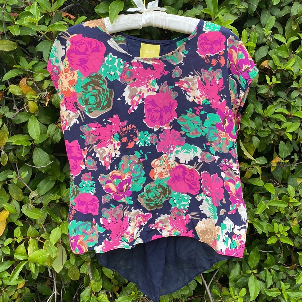Maeve (Anthropologie) Sleeveless Silk Floral Blouse